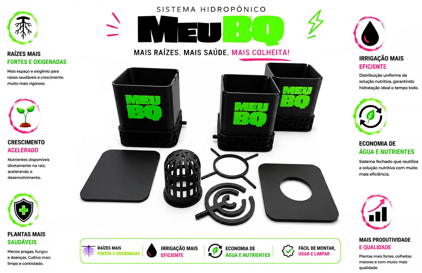 Kit Sistema Hidropônico com 2 Vasos