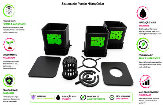 Kit Sistema de Plantio Hidropônico com 2 Vasos