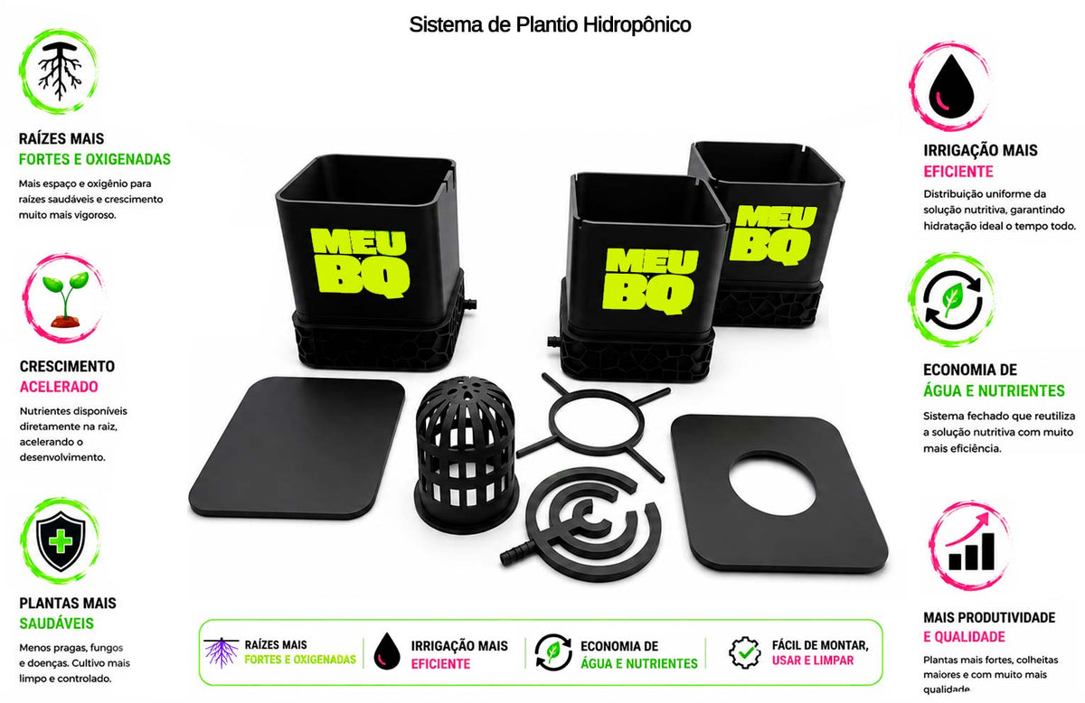 Kit Sistema de Plantio Hidropônico com 2 Vasos