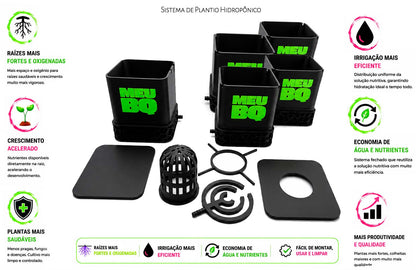 Kit Sistema de Plantio Hidropônico com 4 Vasos