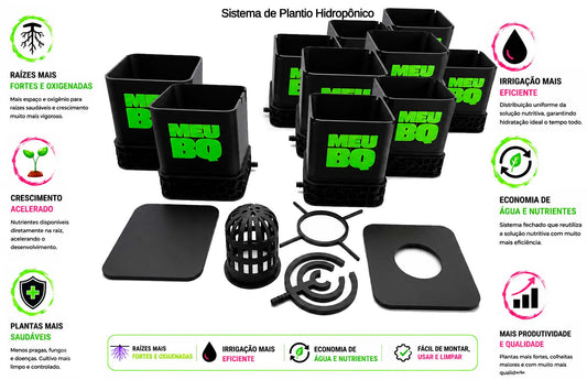 Kit Sistema de Plantio Hidropônico com 8 Vasos